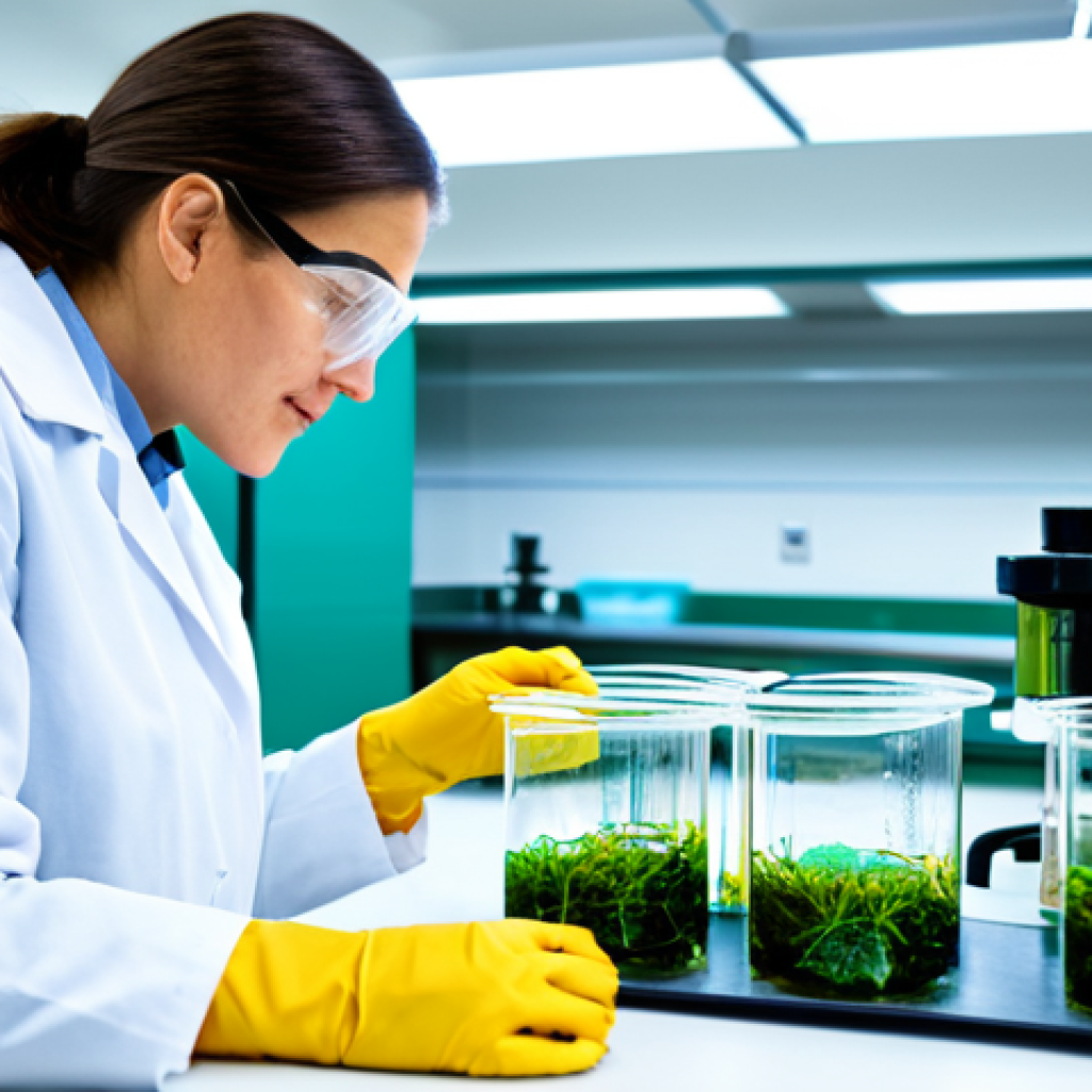 **

"A bright and modern food science laboratory, showcasing a researcher in a lab coat examining a clear, edible film made from seaweed, holding it up to the light. Beakers and scientific equipment are visible in the background. Focus on innovation and sustainability. safe for work, appropriate content, fully clothed, professional, perfect anatomy, natural proportions, high quality."

**