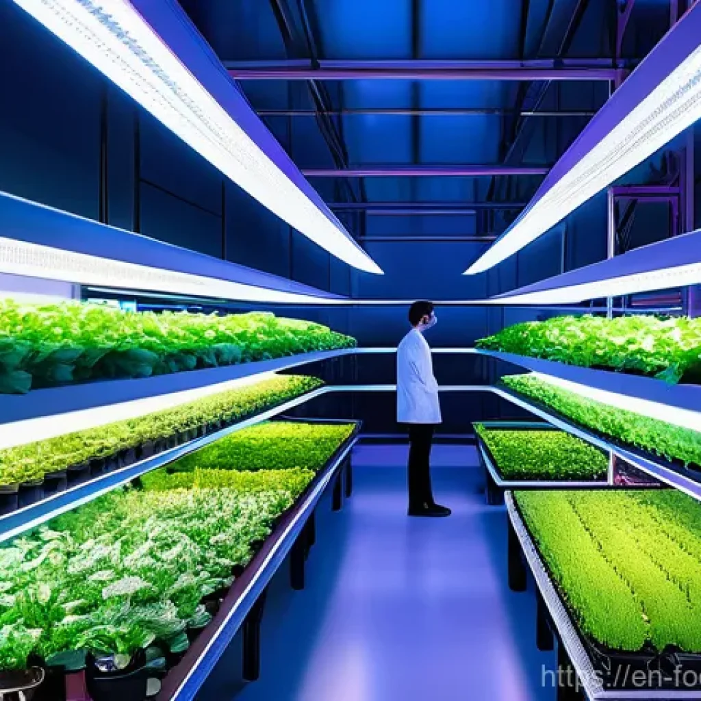 식품에서의 탄소 배출 절감 기술 - **Vertical Farm in an Urban Skyscraper**
    A breathtaking, hyper-realistic depiction of a futurist...