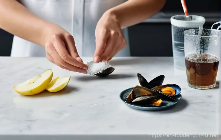 식품과 미세플라스틱 문제 - **Prompt:** A visually striking, slightly surreal image illustrating common food items contaminated ...