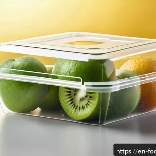 Home 17 식품 포장에서의 생분해성 소재 개발 - A close-up, hyper-realistic image of a biodegradable food packaging made from polylactic acid (PLA),...